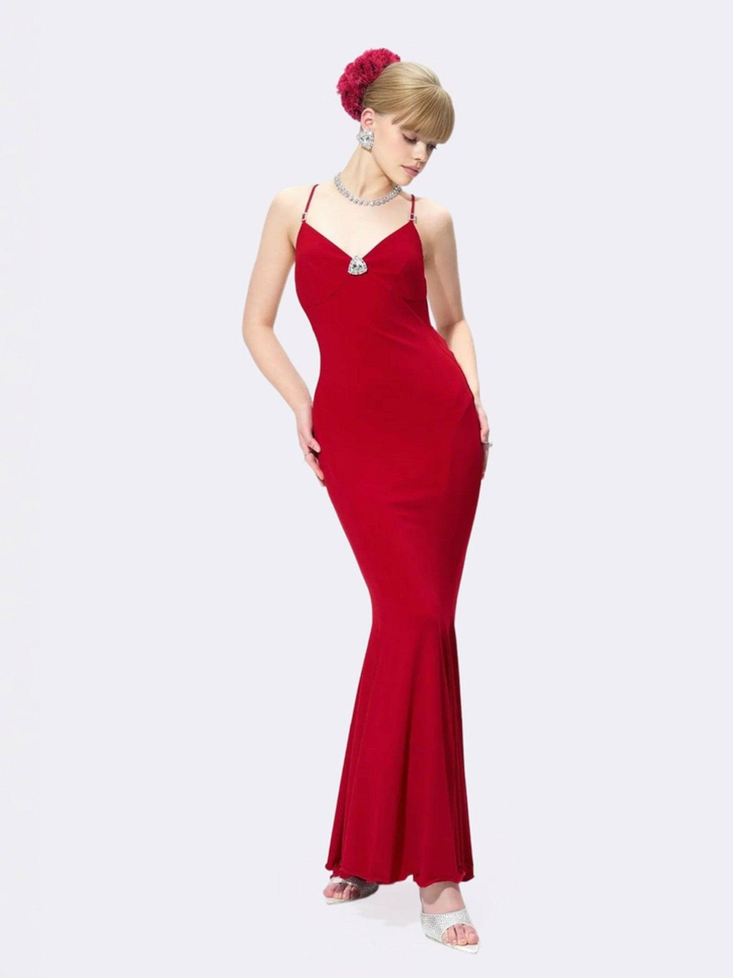 Nana Jacqueline Seraphina Dress: Red Maxi Dress for Formal Wedding Guest Red