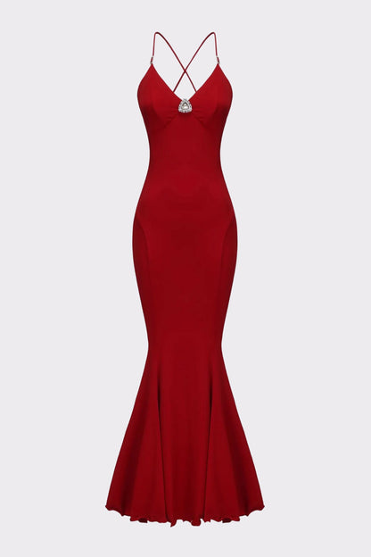 Nana Jacqueline Seraphina Dress: Red Maxi Dress for Formal Wedding Guest Red