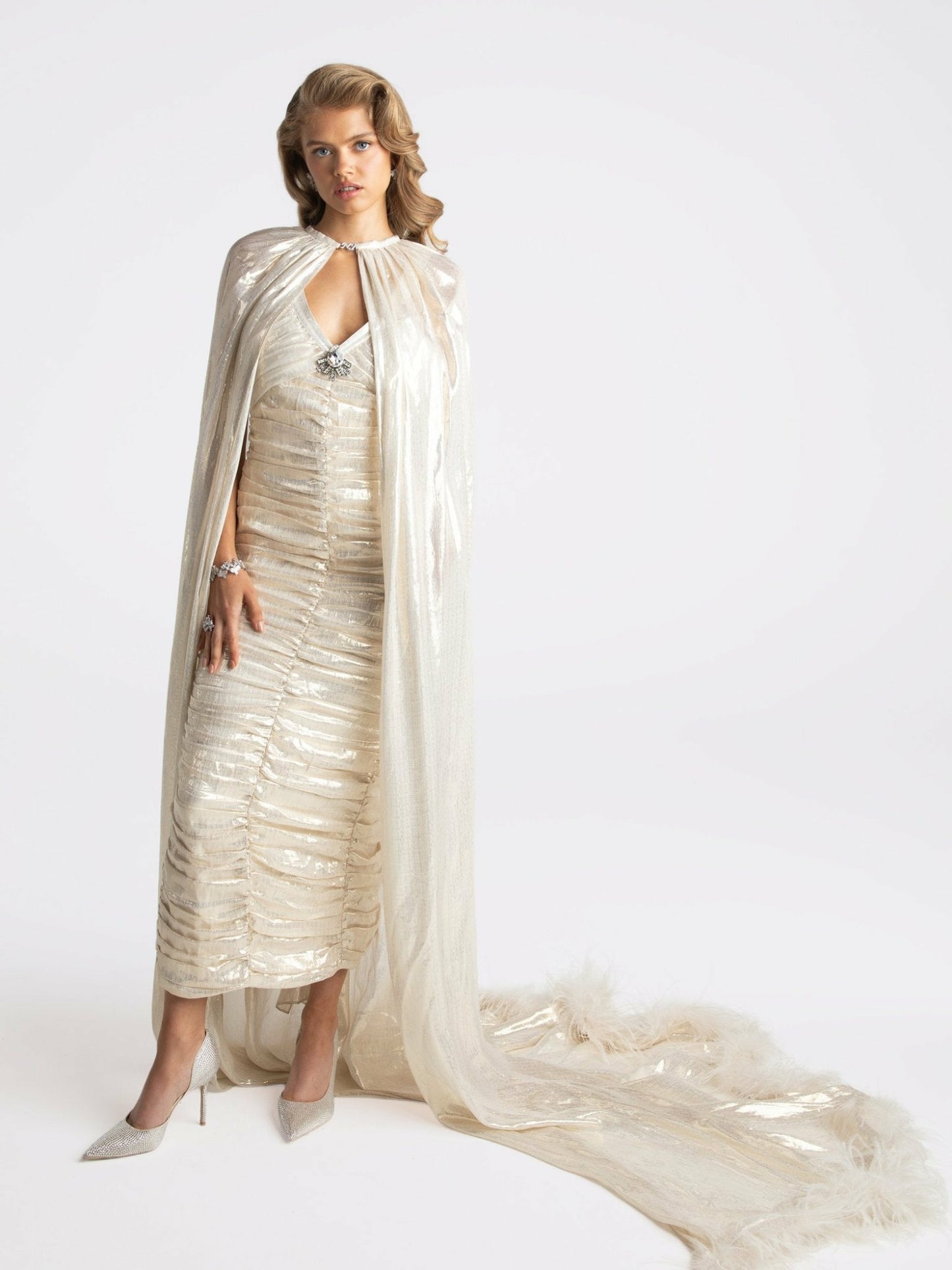 Nana Jacqueline Adele Diamond Dress: Gold Midi Dress for Cocktail Party Gold