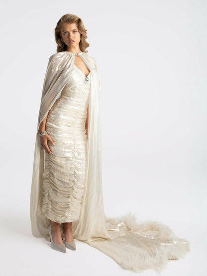 Nana Jacqueline Adele Diamond Dress: Gold Midi Dress for Cocktail Party Gold