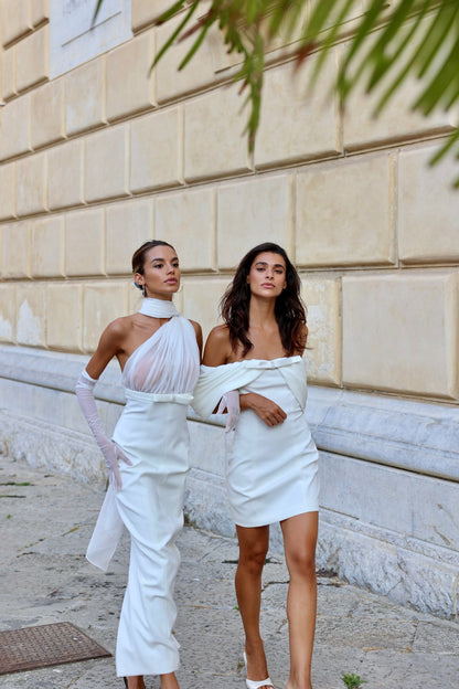 Nana Jacqueline Camella Dress: White Midi Dress for Rehearsal Dinner White