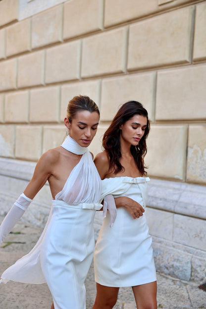Nana Jacqueline Camella Dress: White Midi Dress for Rehearsal Dinner White
