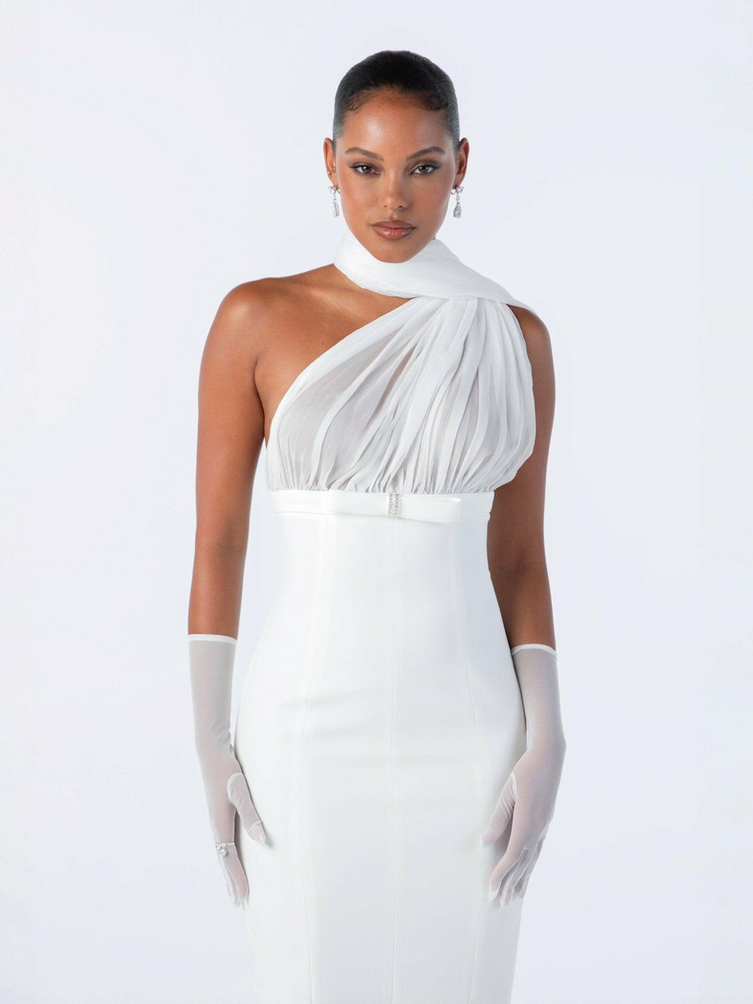 Nana Jacqueline Camella Dress: White Midi Dress for Rehearsal Dinner White
