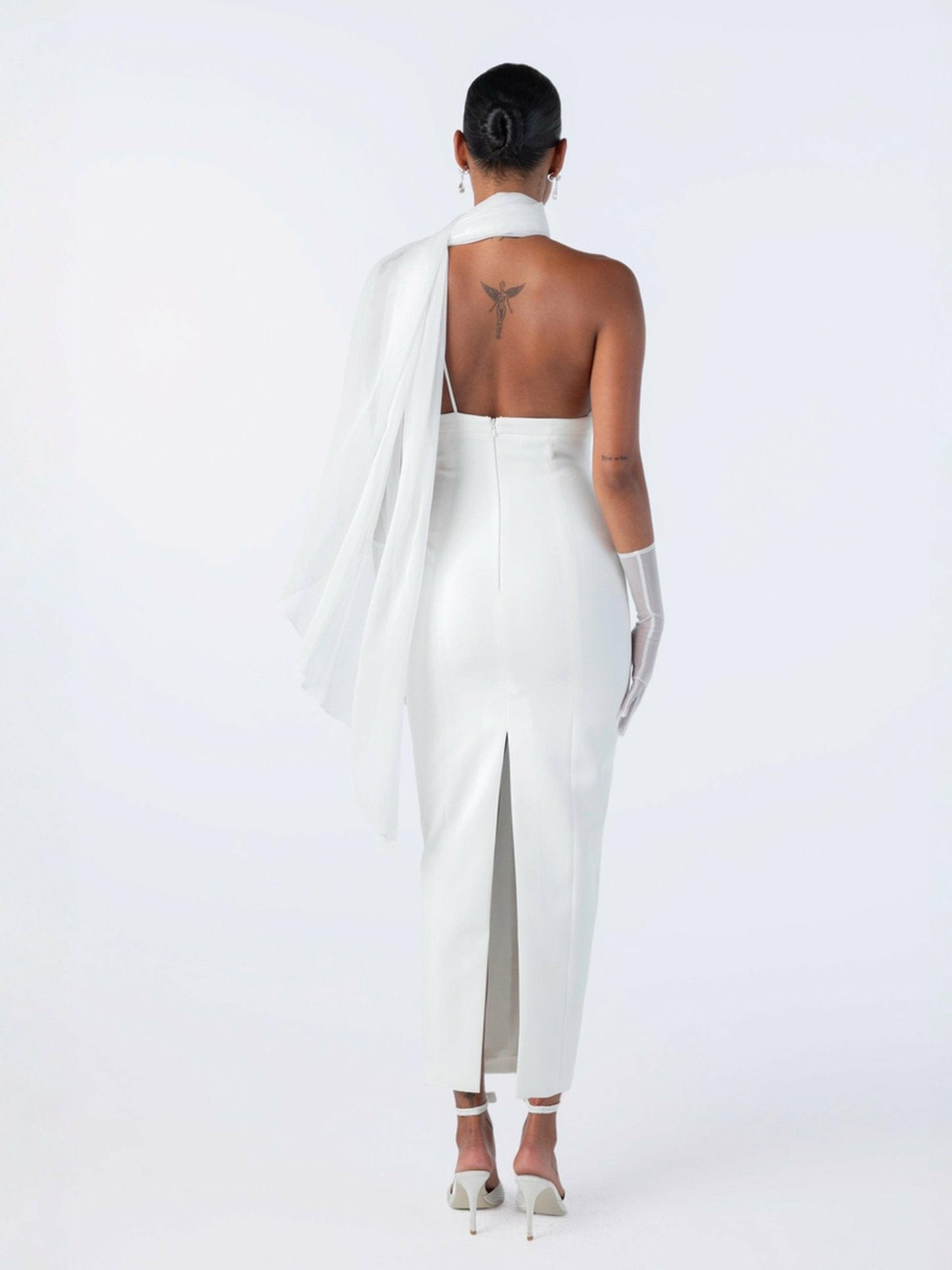 Nana Jacqueline Camella Dress: White Midi Dress for Rehearsal Dinner White