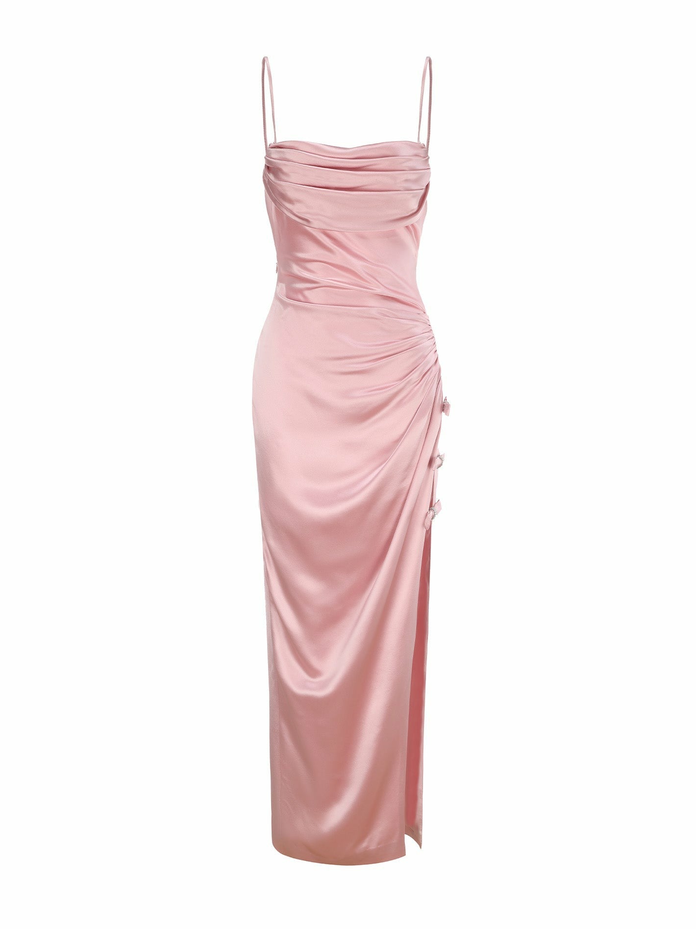 Nana Jacqueline Amy Satin Dress: Pink Maxi Dress for Formal Wedding Guest Pink