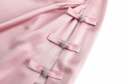 Nana Jacqueline Amy Satin Dress: Pink Maxi Dress for Formal Wedding Guest Pink