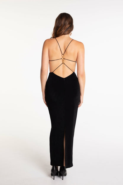 Nana Jacqueline Chiara Dress: Black Maxi Dress for Cocktail Party Black
