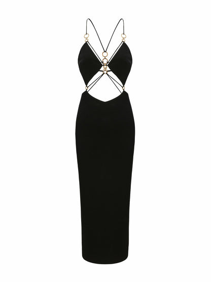 Nana Jacqueline Chiara Dress: Black Maxi Dress for Cocktail Party Black
