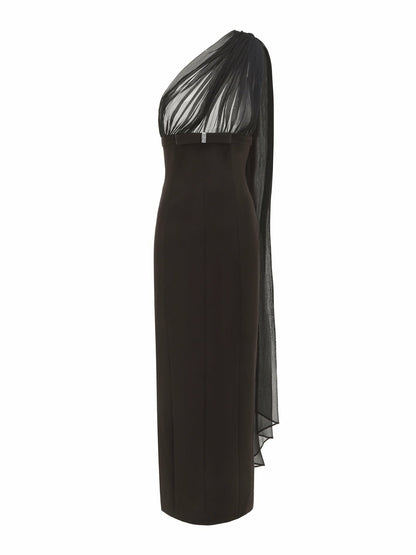 Nana Jacqueline Camella Dress: Black Midi Dress for Cocktail Party Black