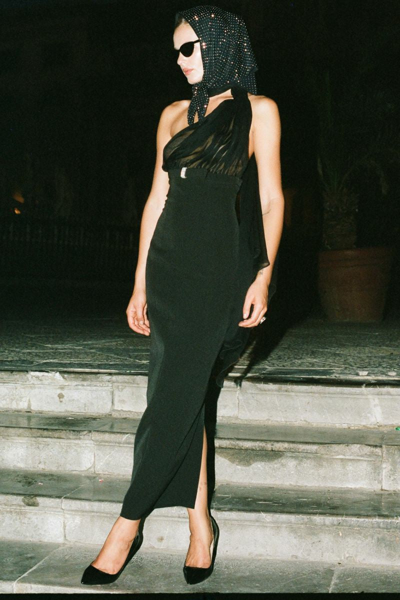 Nana Jacqueline Camella Dress: Black Midi Dress for Cocktail Party Black