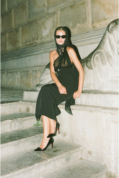 Nana Jacqueline Camella Dress: Black Midi Dress for Cocktail Party Black