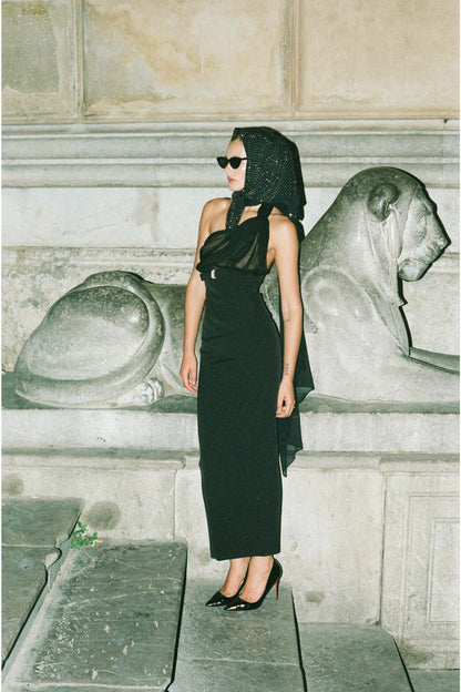 Nana Jacqueline Camella Dress: Black Midi Dress for Cocktail Party Black
