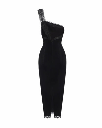 Nana Jacqueline Angelica Velvet Maxi Dress: Black Maxi Dress for Cocktail Party Black