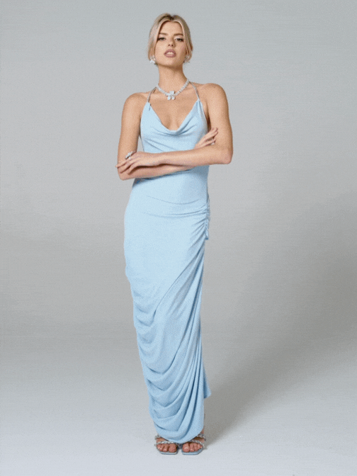 Nana Jacqueline Sorine Dress: Blue Maxi Dress for Formal Wedding Guest Blue