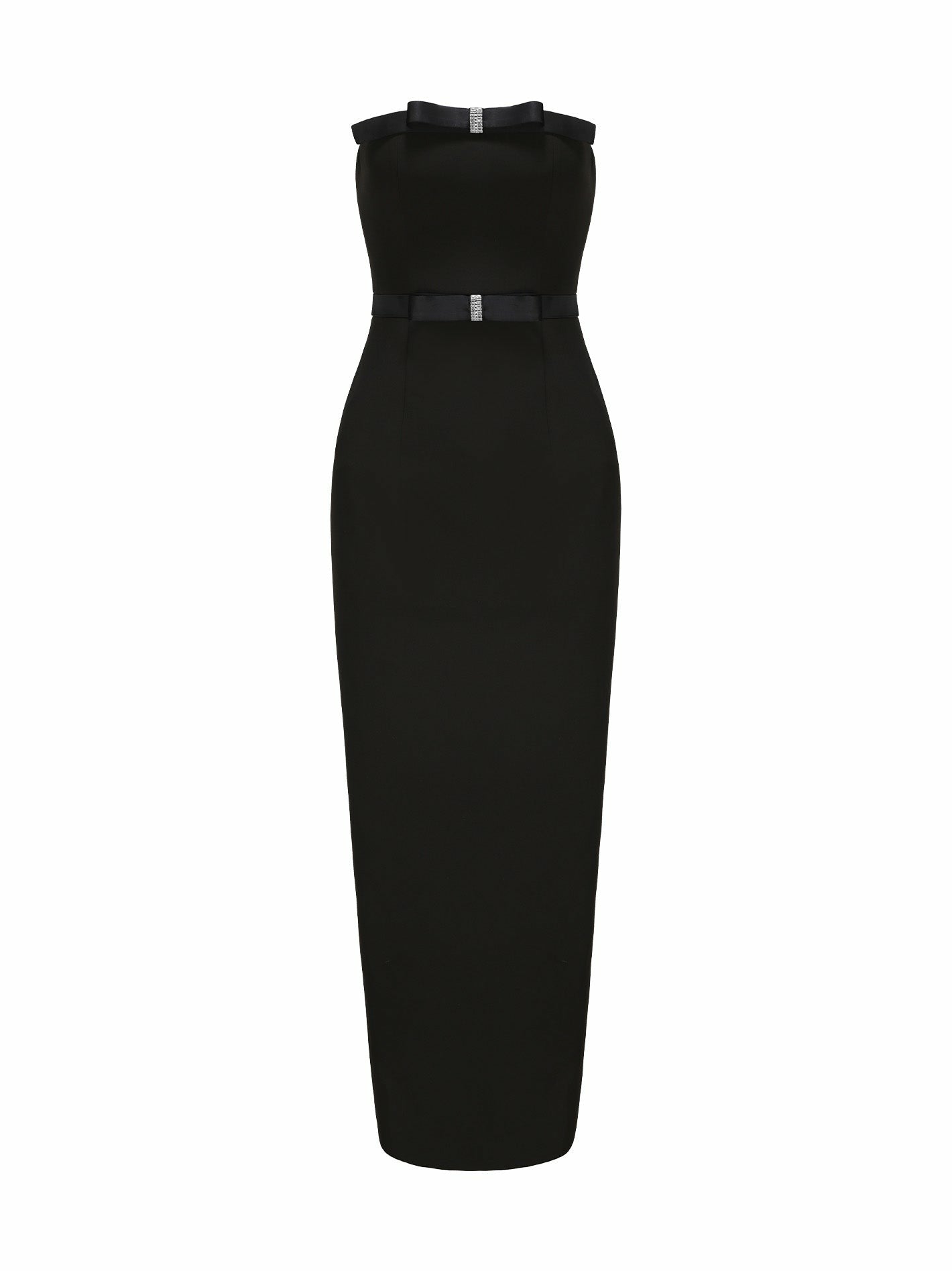 Nana Jacqueline Demi Bow Dress: Black Midi Dress for Cocktail Party Black