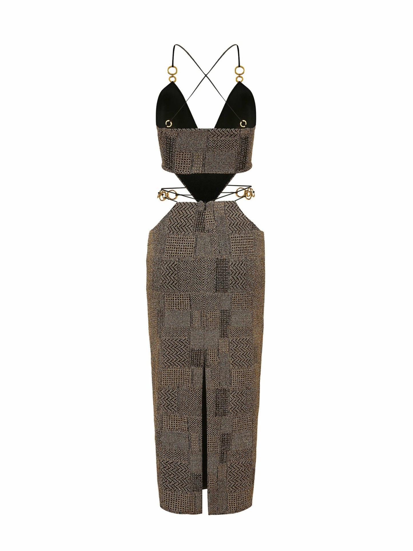 Nana Jacqueline Omaira Dress: Gold Midi Dress for Cocktail Party Gold