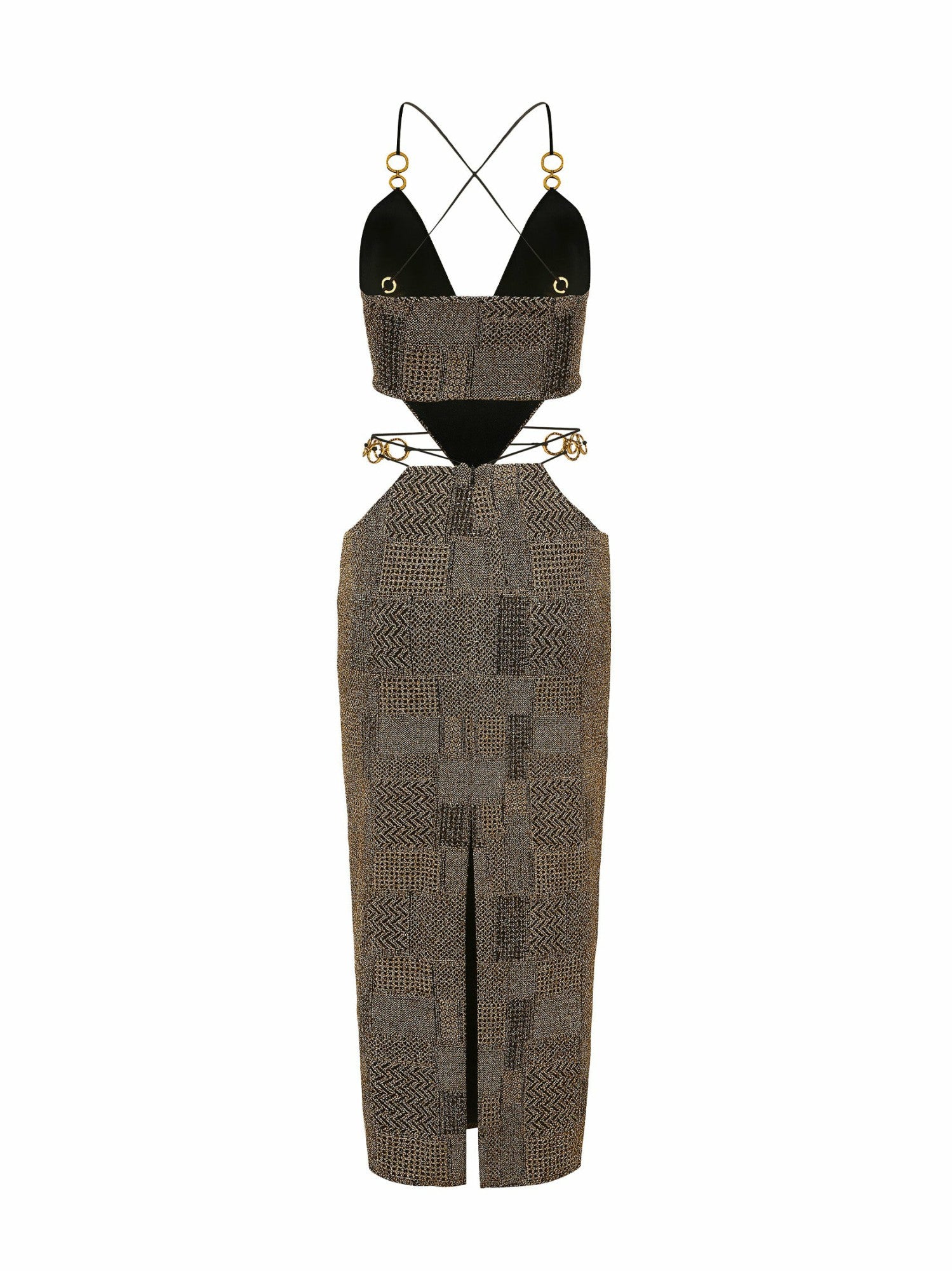 Nana Jacqueline Omaira Dress: Gold Midi Dress for Cocktail Party Gold