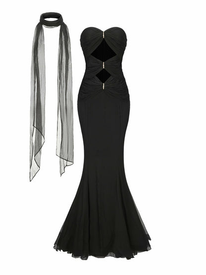 Nana Jacqueline Cassandra Dress: Black Maxi Dress for Formal Wedding Guest Black