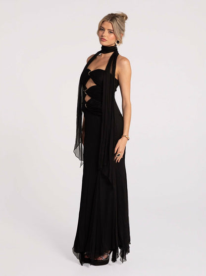 Nana Jacqueline Cassandra Dress: Black Maxi Dress for Formal Wedding Guest Black