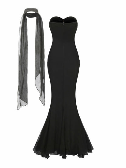 Nana Jacqueline Cassandra Dress: Black Maxi Dress for Formal Wedding Guest Black