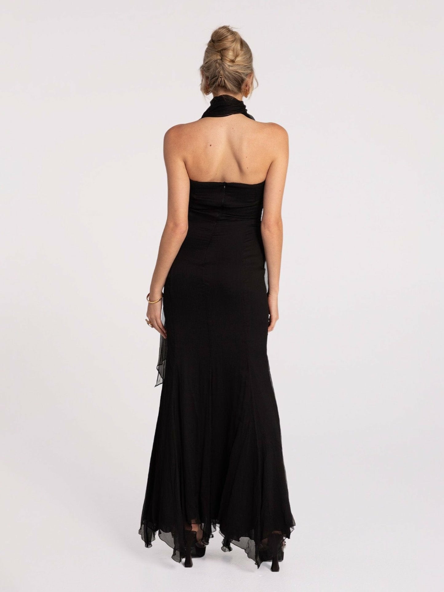 Nana Jacqueline Cassandra Dress: Black Maxi Dress for Formal Wedding Guest Black