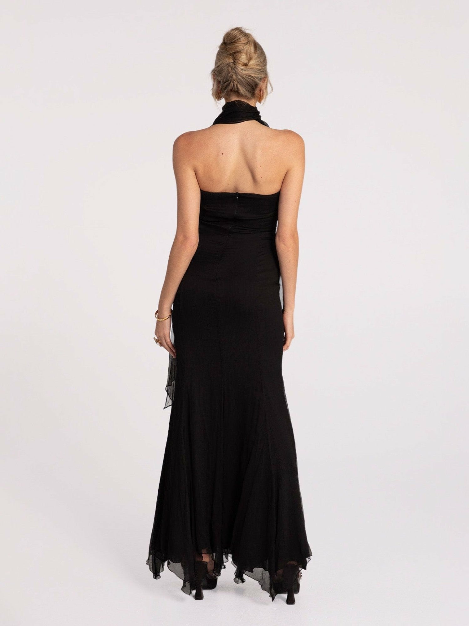 Nana Jacqueline Cassandra Dress: Black Maxi Dress for Formal Wedding Guest Black