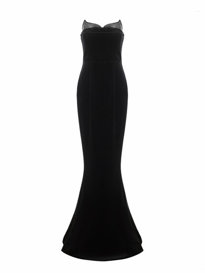 Nana Jacqueline Juliana Velvet Dress: Black Maxi Dress for Formal Event Black