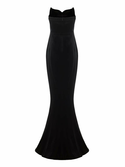 Nana Jacqueline Juliana Velvet Dress: Black Maxi Dress for Formal Event Black