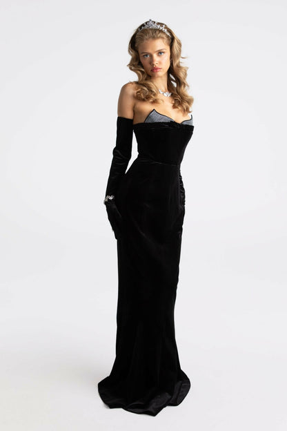 Nana Jacqueline Juliana Velvet Dress: Black Maxi Dress for Formal Event Black