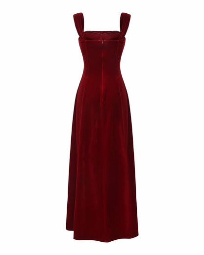 Nana Jacqueline Belle Velvet Maxi Dress: Red Maxi Dress for Formal Wedding Guest Red