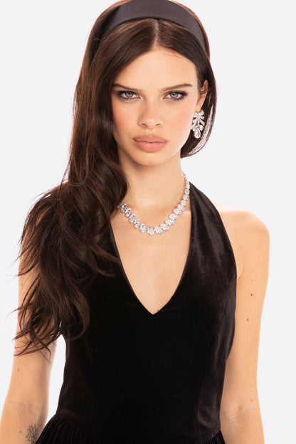Nana Jacqueline Sabine Velvet Maxi Dress: Black Maxi Dress for Cocktail Party Black