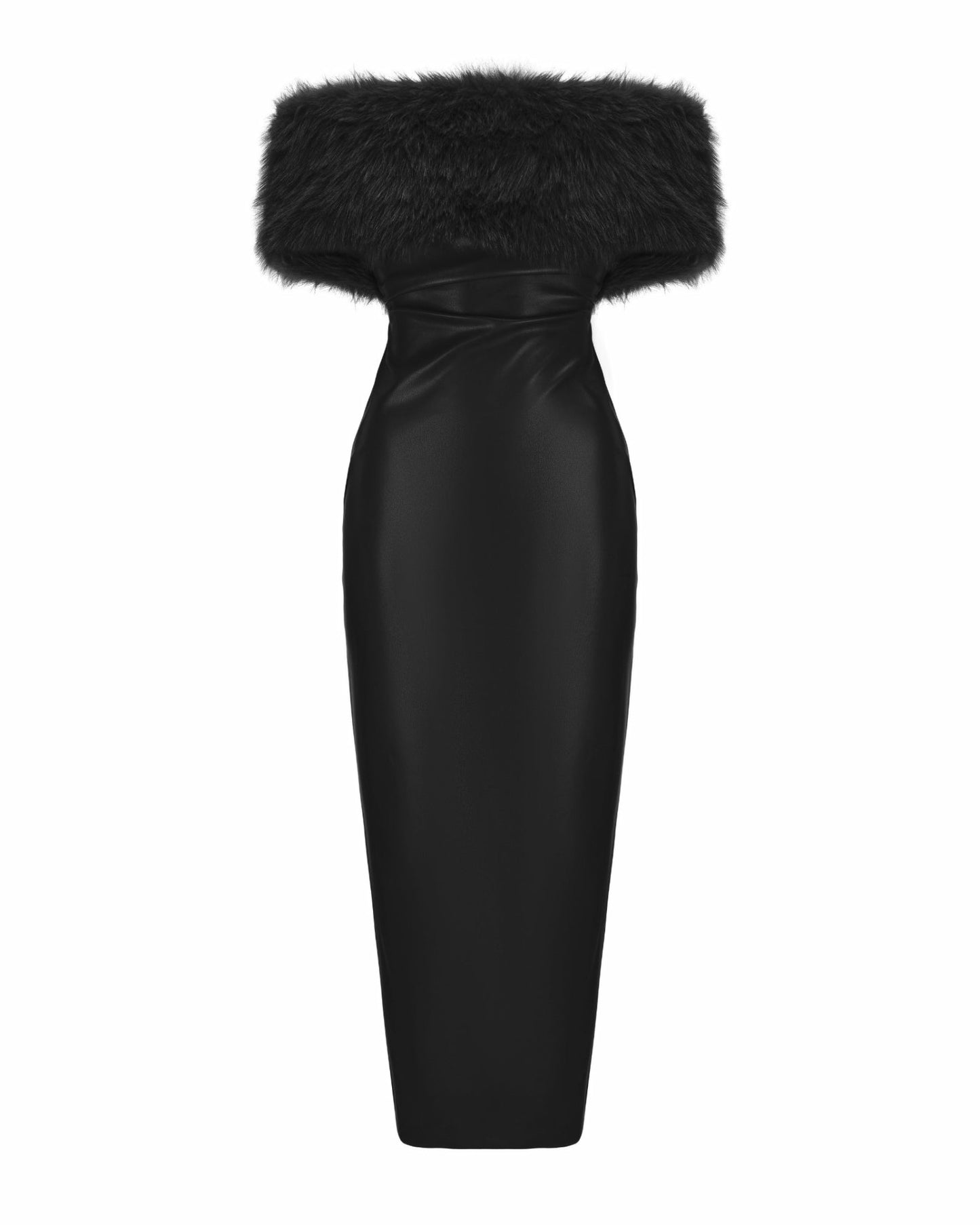 Nana Jacqueline Gabrielle Fur Maxi Dress: Black Maxi Dress for Cocktail Party Black
