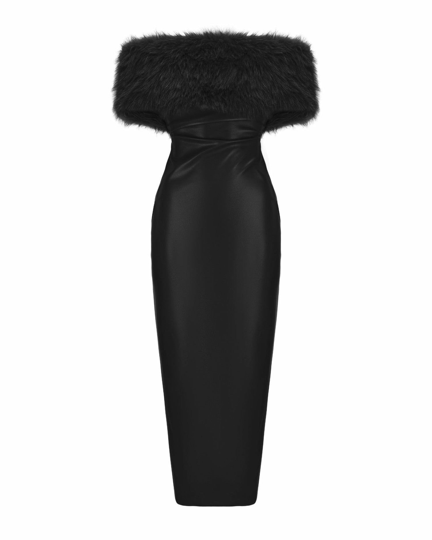 Nana Jacqueline Gabrielle Fur Maxi Dress: Black Maxi Dress for Cocktail Party Black