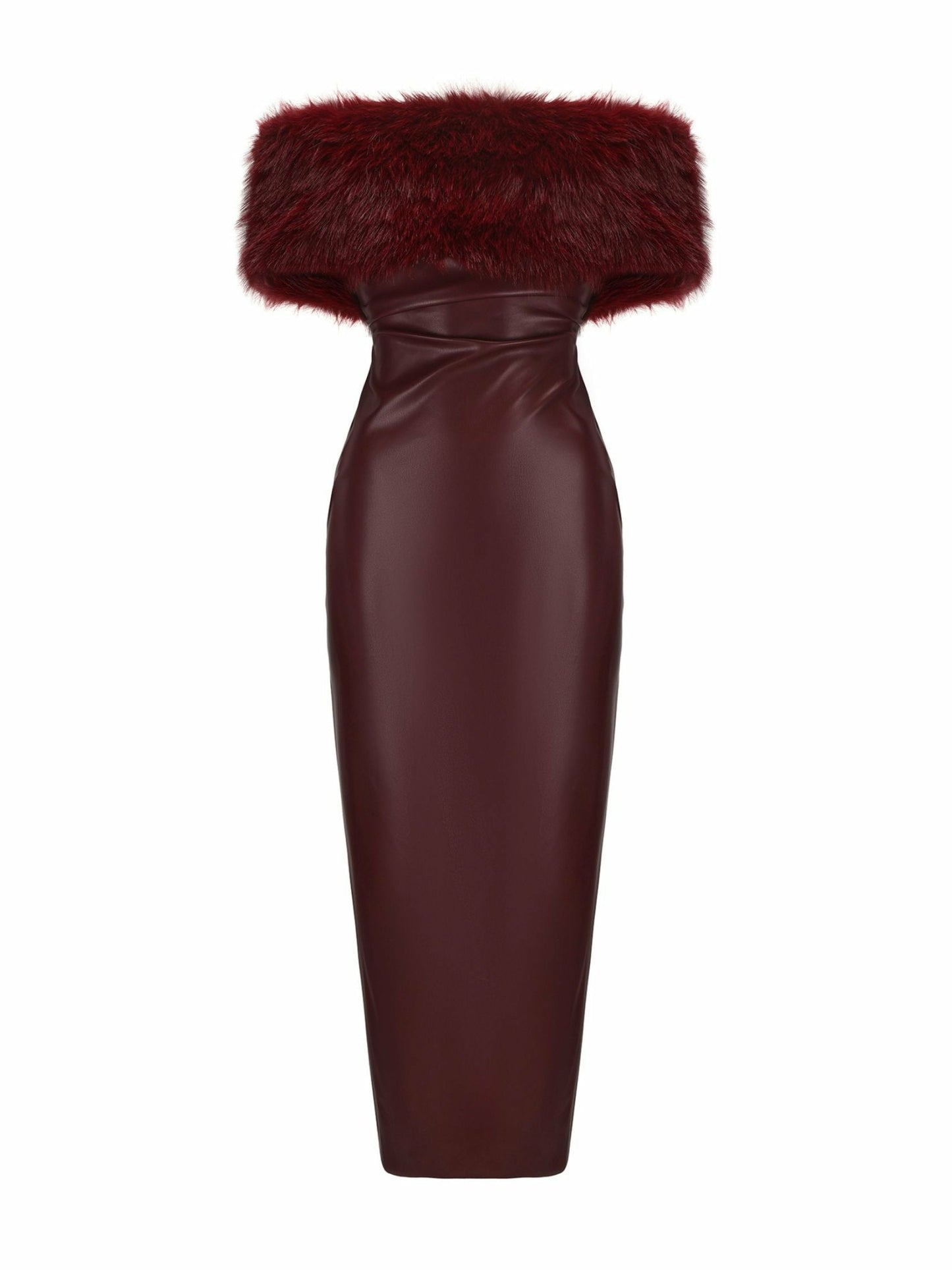 Nana Jacqueline Gabrielle Fur Maxi Dress: Red Maxi Dress for Cocktail Party Red