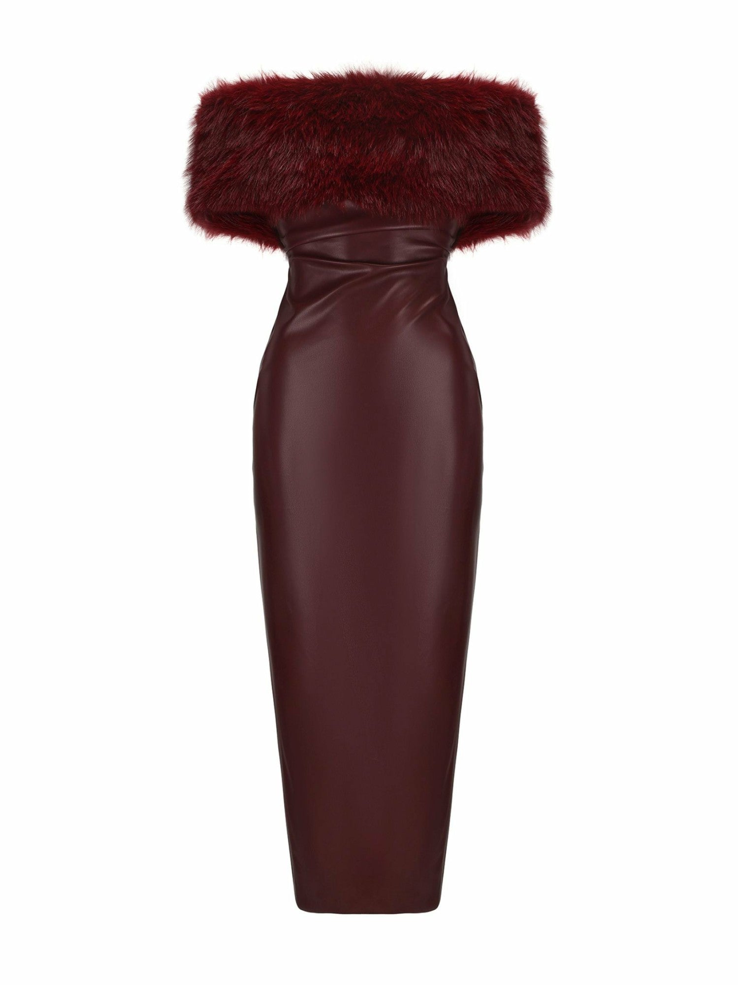 Nana Jacqueline Gabrielle Fur Maxi Dress: Red Maxi Dress for Cocktail Party Red