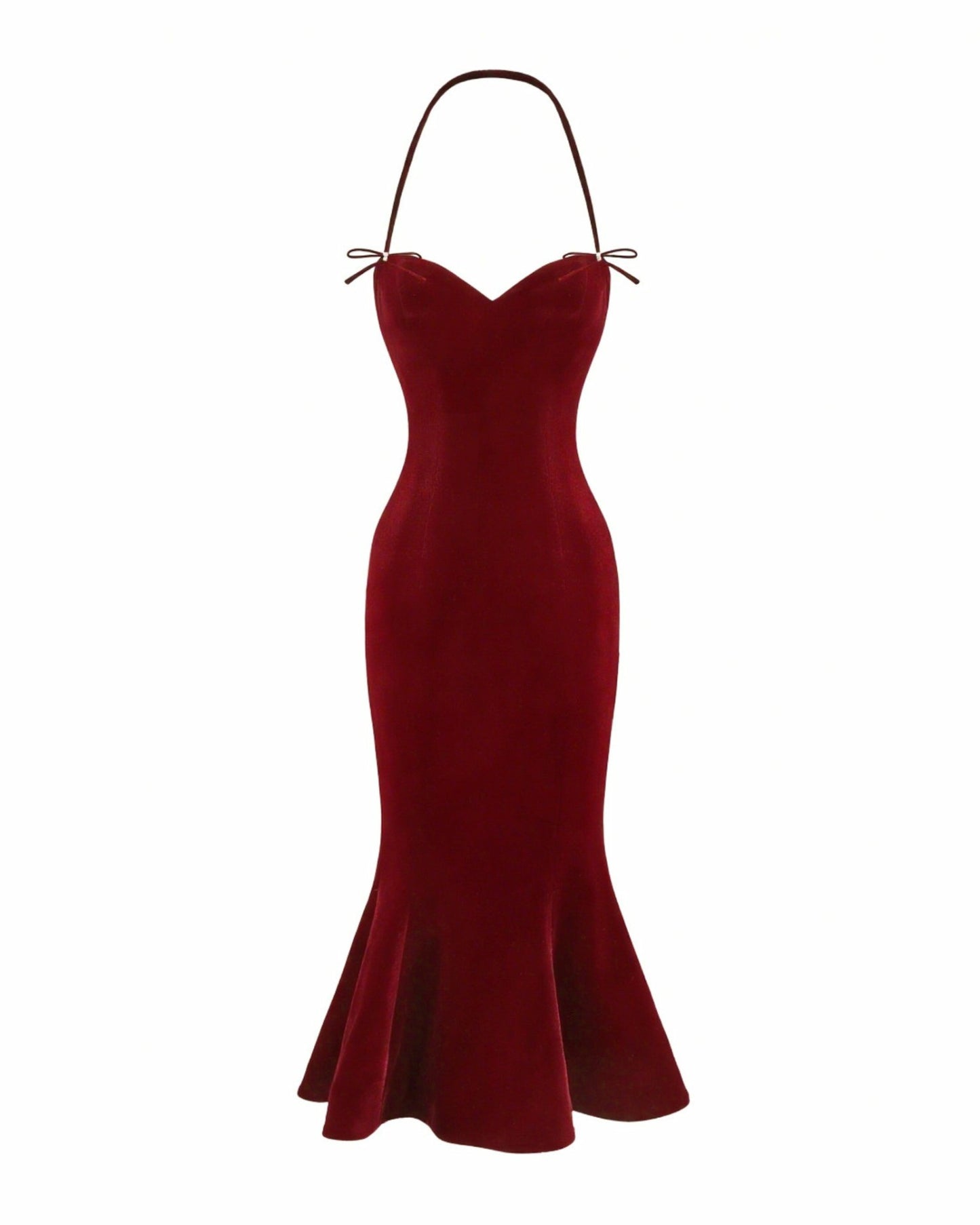 Nana Jacqueline Althea Velvet Maxi Dress: Red Maxi Dress for Cocktail Party Red