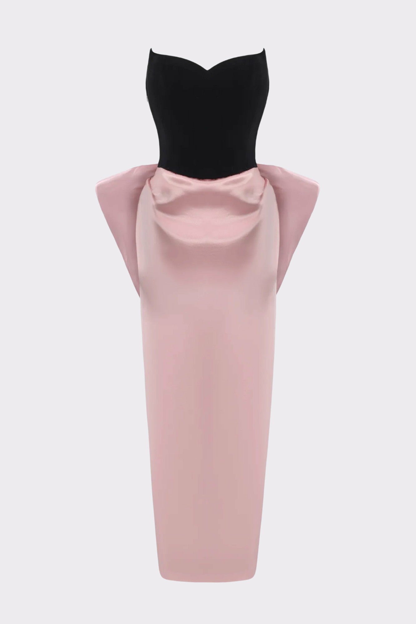 Nana Jacqueline Amor Strapless Velvet Maxi Dress: Black Pink Maxi Dress for Cocktail Party Black & Pink