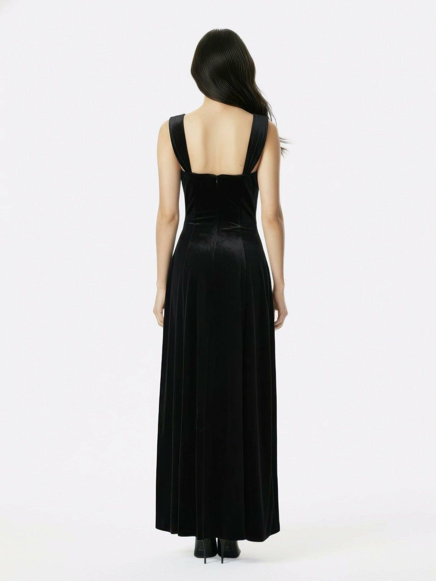 Nana Jacqueline Belle Velvet Maxi Dress: Black Maxi Dress for Cocktail Party Black