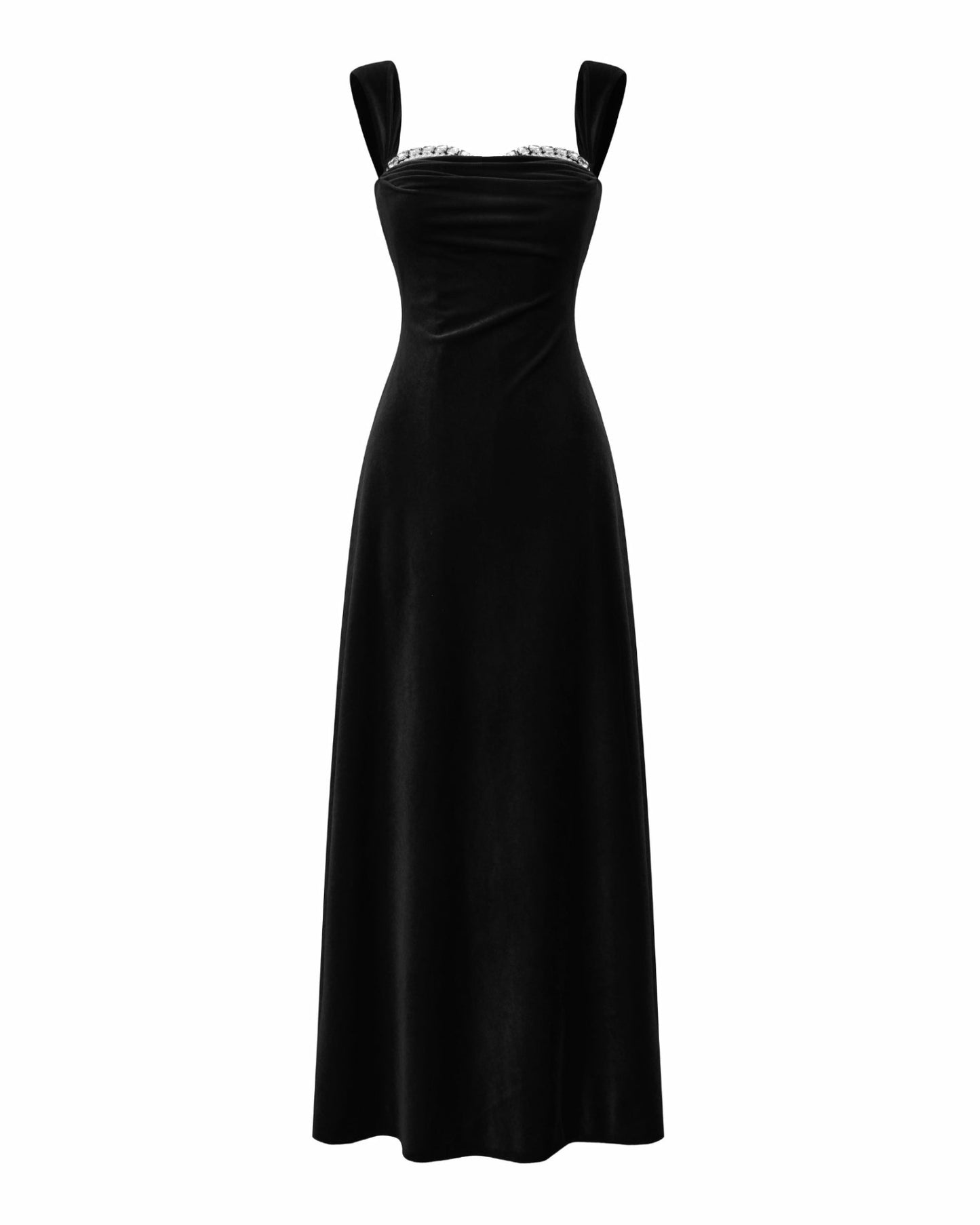 Nana Jacqueline Belle Velvet Maxi Dress: Black Maxi Dress for Cocktail Party Black