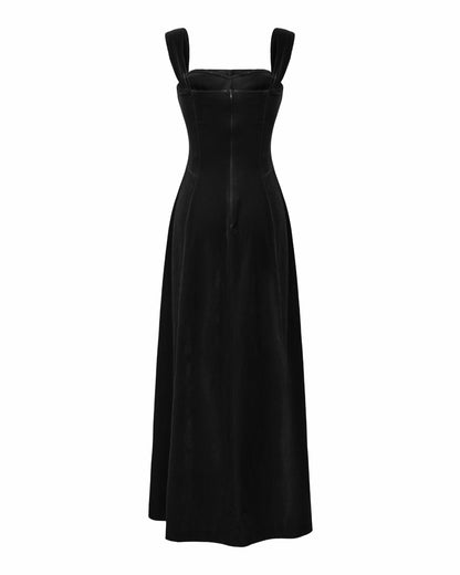 Nana Jacqueline Belle Velvet Maxi Dress: Black Maxi Dress for Cocktail Party Black