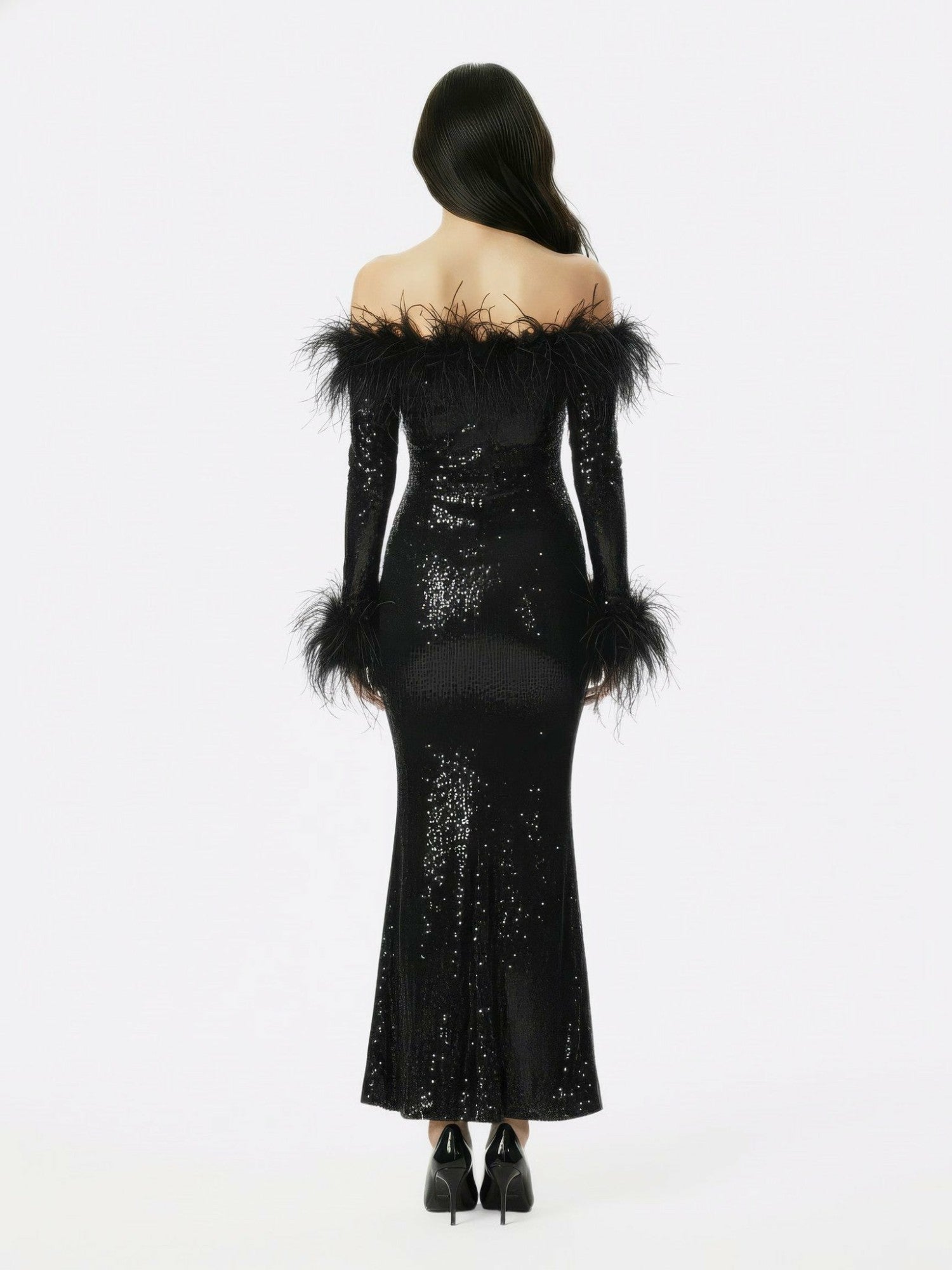 Nana Jacqueline Neva Sequin Maxi Dress: Black Maxi Dress for Cocktail Party Black