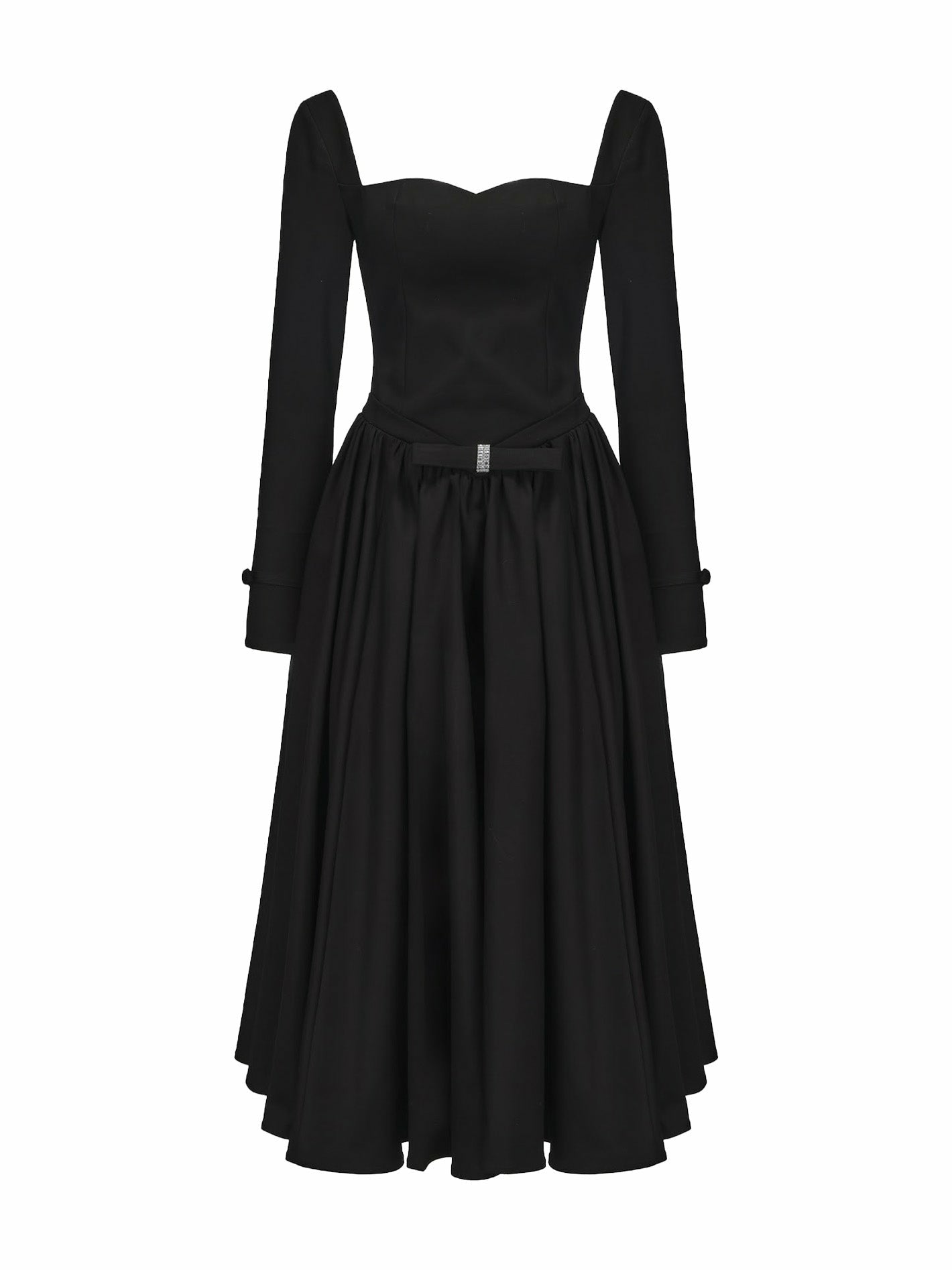 Nana Jacqueline Bernadette Dress: Black Midi Dress for Cocktail Party Black