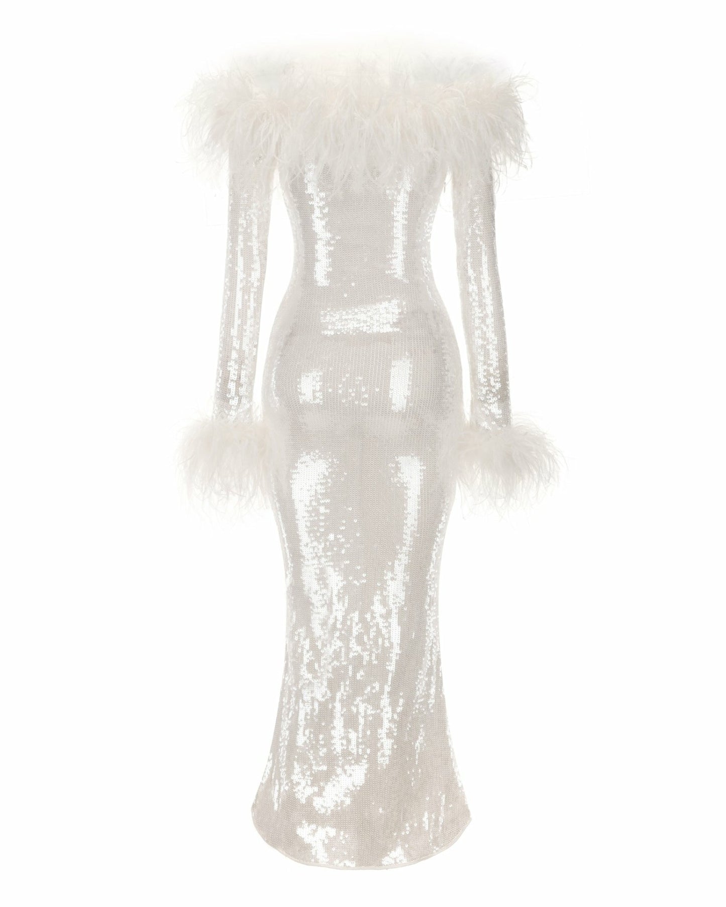 Nana Jacqueline Neva Sequin Maxi Dress: White Maxi Dress for Wedding After-Party White