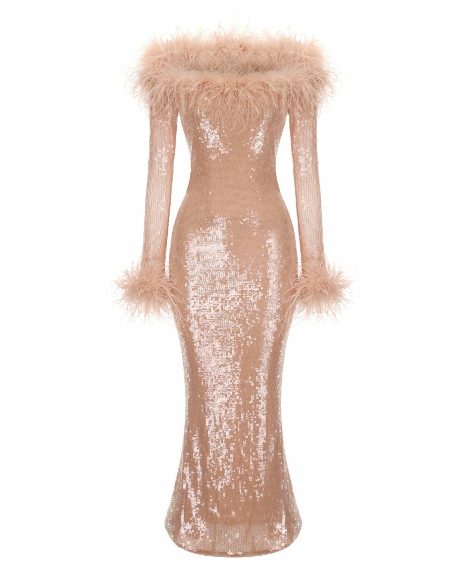 Nana Jacqueline Neva Sequin Maxi Dress: Nude Maxi Dress for Formal Event Nude