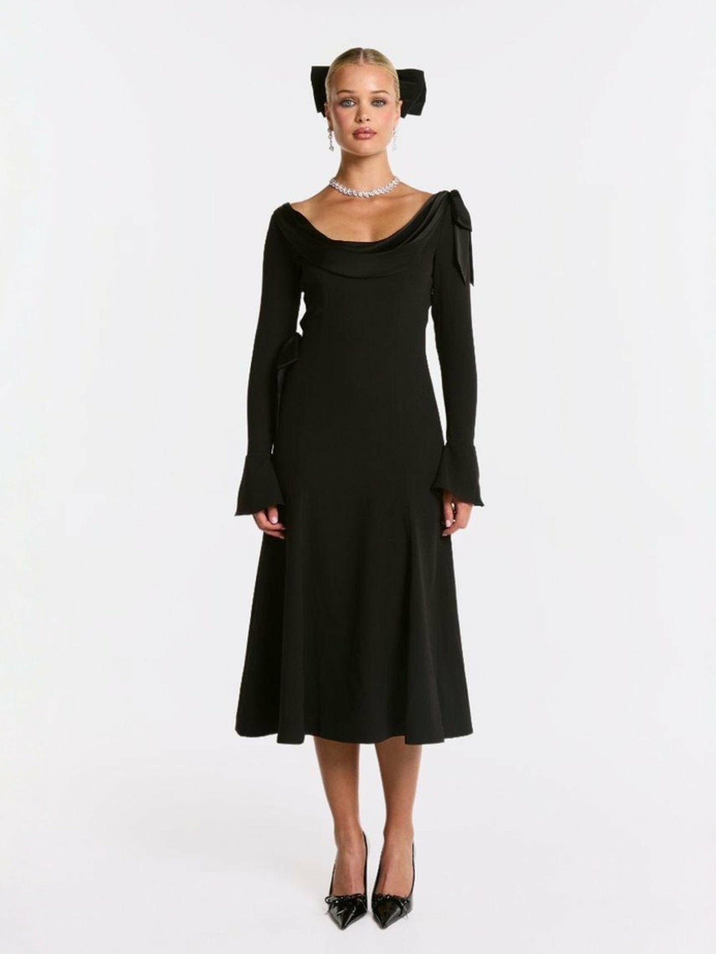 Nana Jacqueline Giselle Dress: Black Midi Dress for Cocktail Party Black