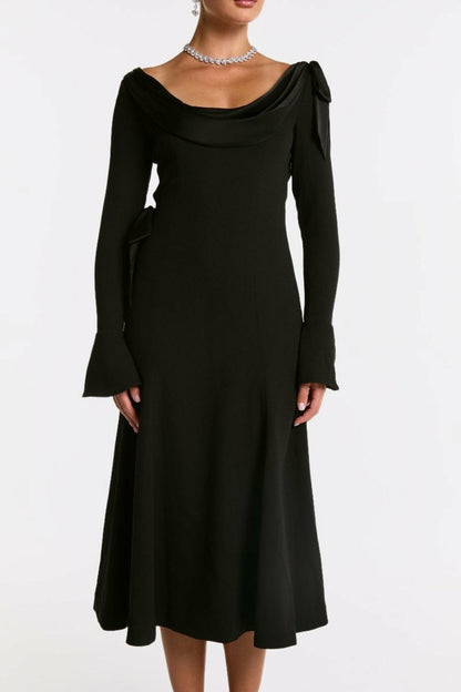 Nana Jacqueline Giselle Dress: Black Midi Dress for Cocktail Party Black