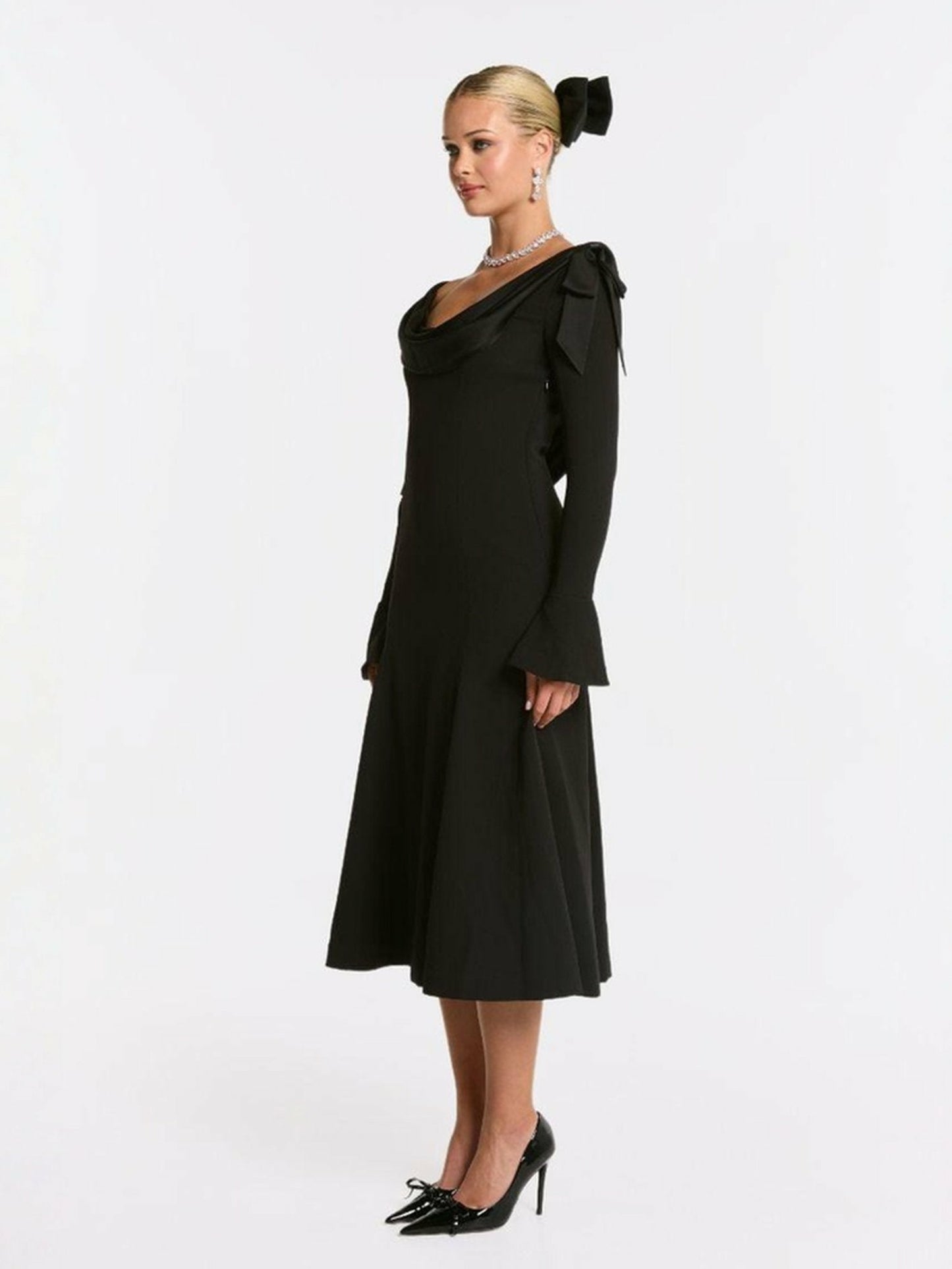 Nana Jacqueline Giselle Dress: Black Midi Dress for Cocktail Party Black
