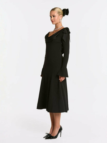 Nana Jacqueline Giselle Dress: Black Midi Dress for Cocktail Party Black
