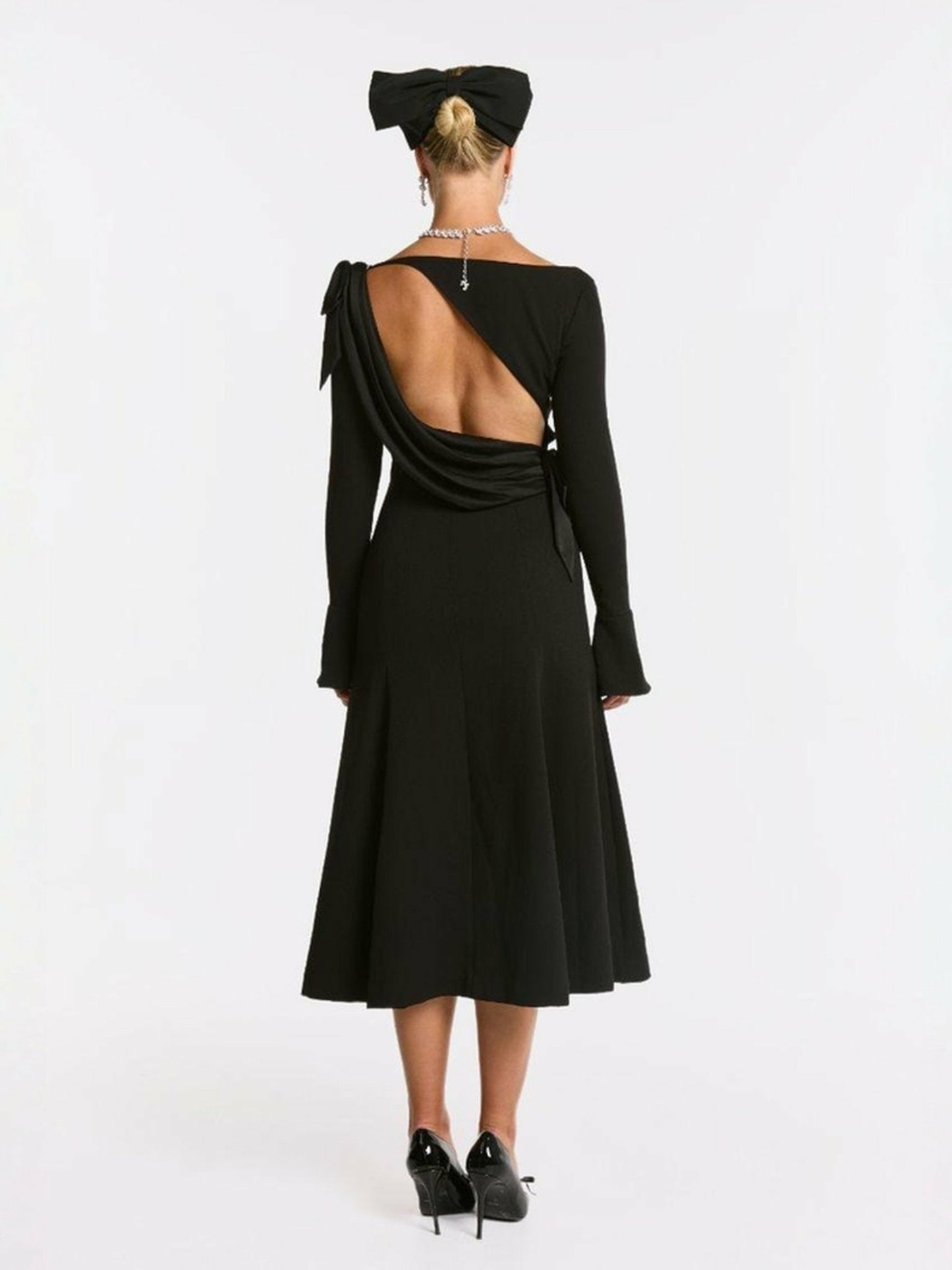 Nana Jacqueline Giselle Dress: Black Midi Dress for Cocktail Party Black