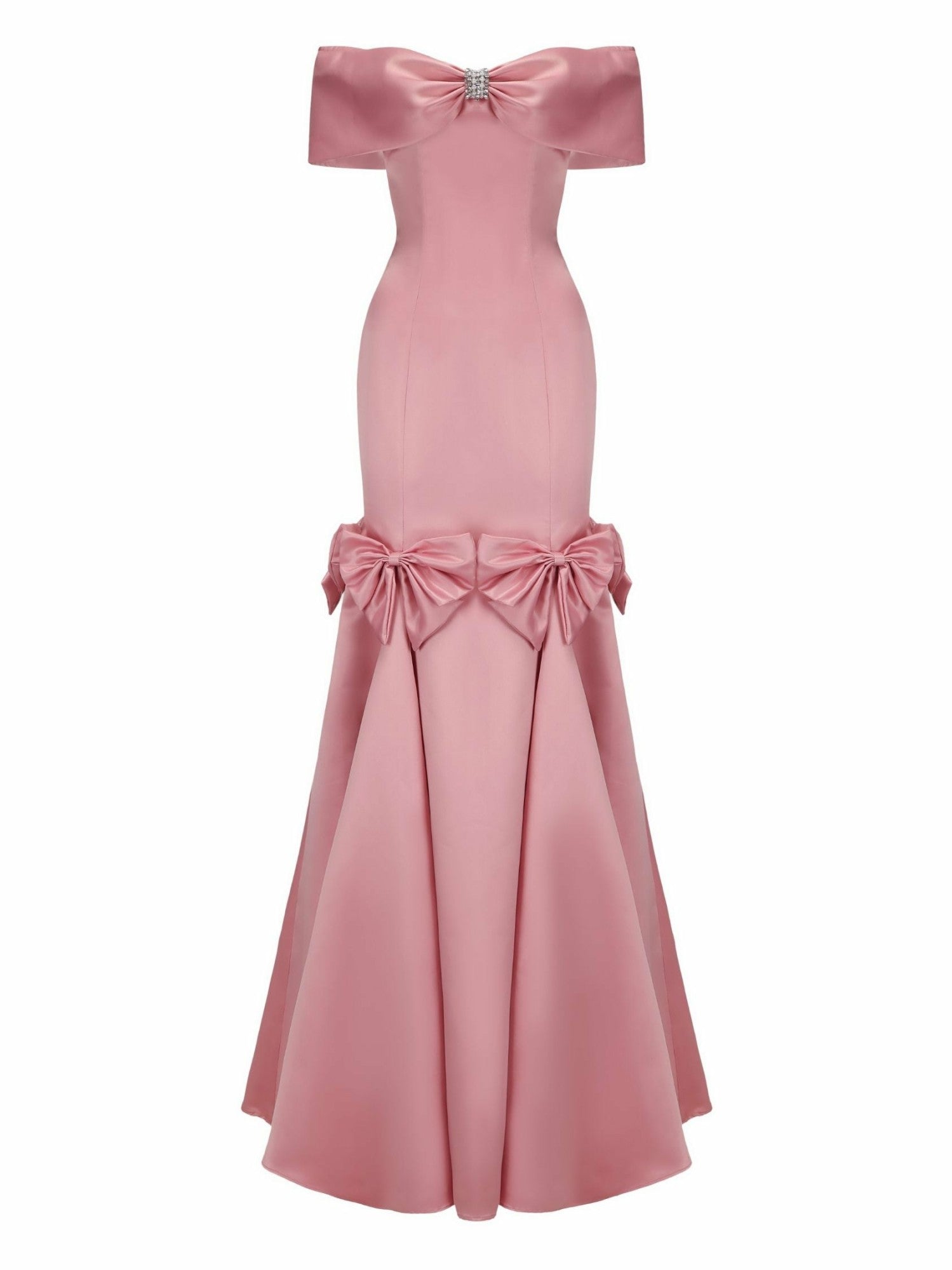 Nana Jacqueline Madeline Bow Dress: Pink Gown for Formal Wedding Guest Pink